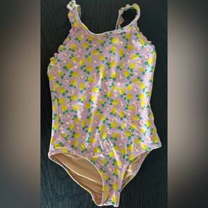 J. Crew Pink and Yellow Floral, Lemon Print Swimsuit
